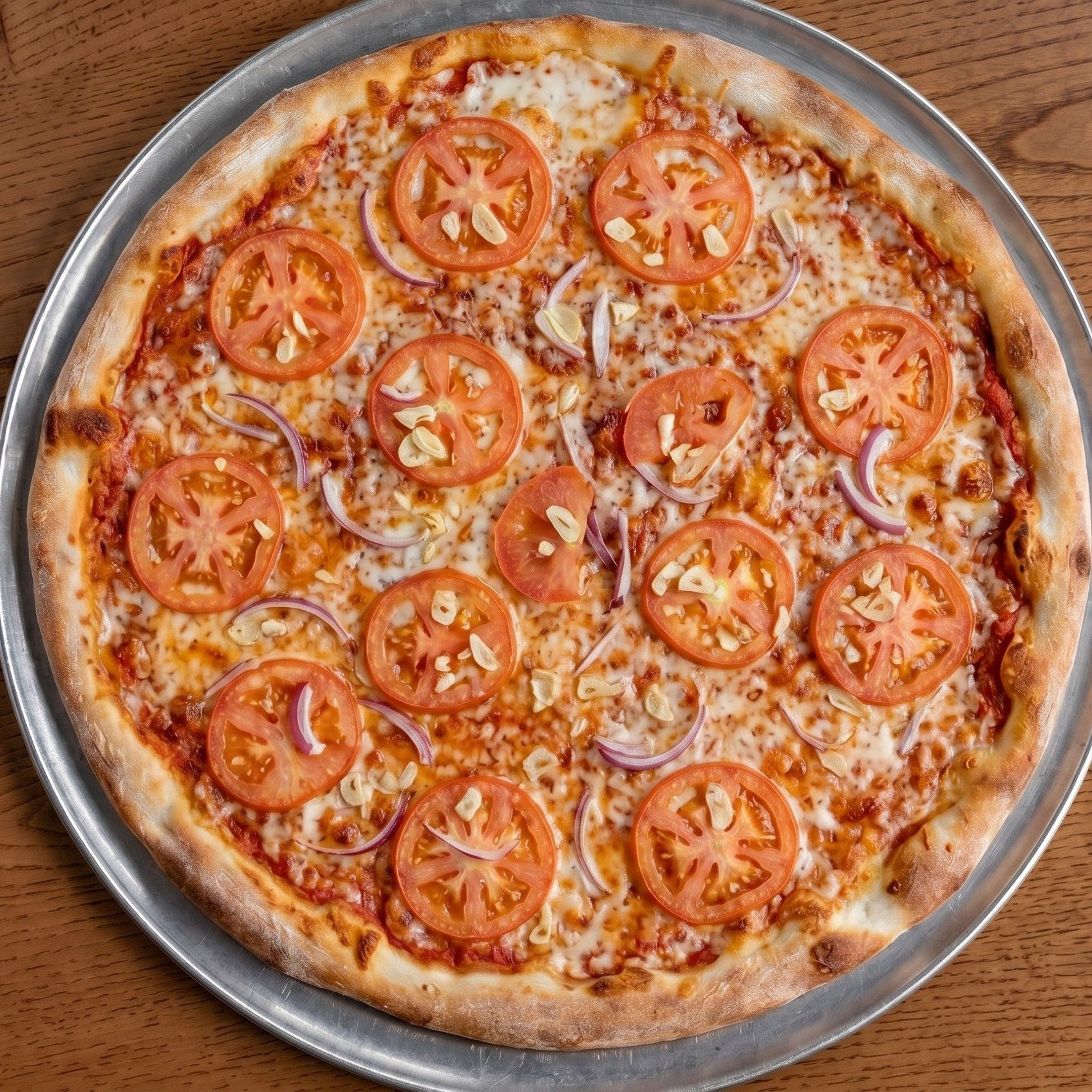 Tomato, Garlic, & Onions Pizza.
