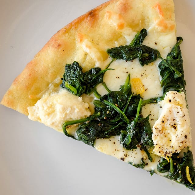 White with Spinach Pizza Slice.