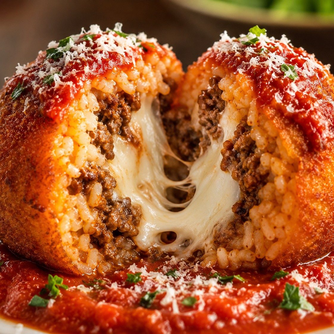 Rice Ball Parmigiana.