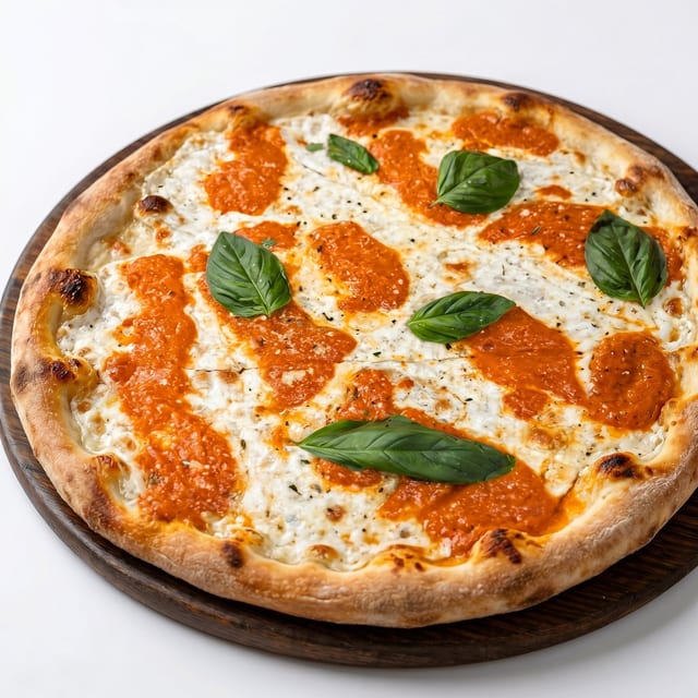 Fresh Mozzarella Vodka Pizza.