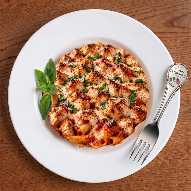 Baked Ziti with Veal Cutlet.