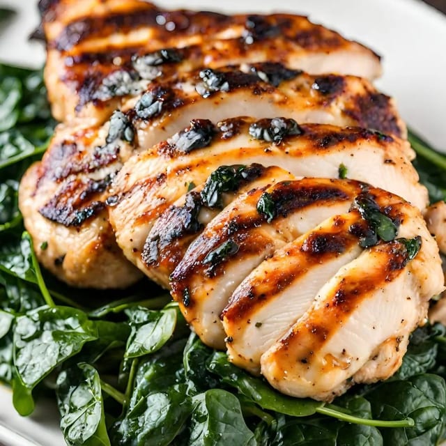Grilled Chicken with Spinach.
