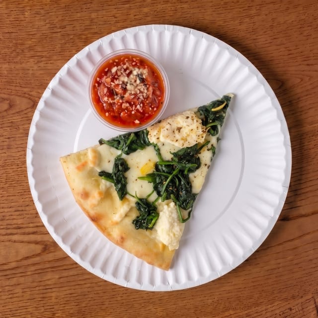White with Spinach Pizza Slice.