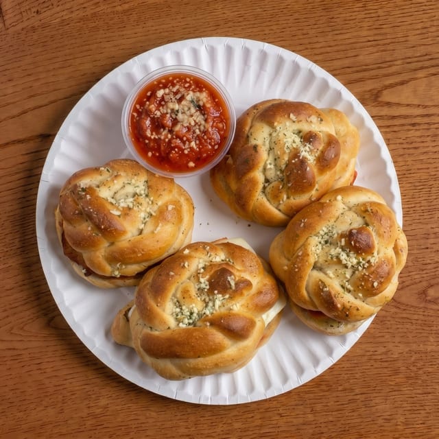 Garlic knot Chicken Panini.