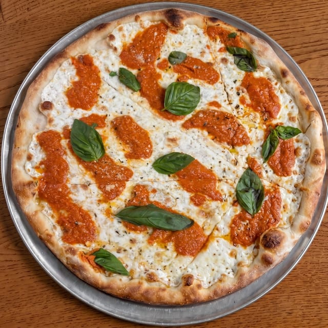 Fresh Mozzarella Vodka Pizza.