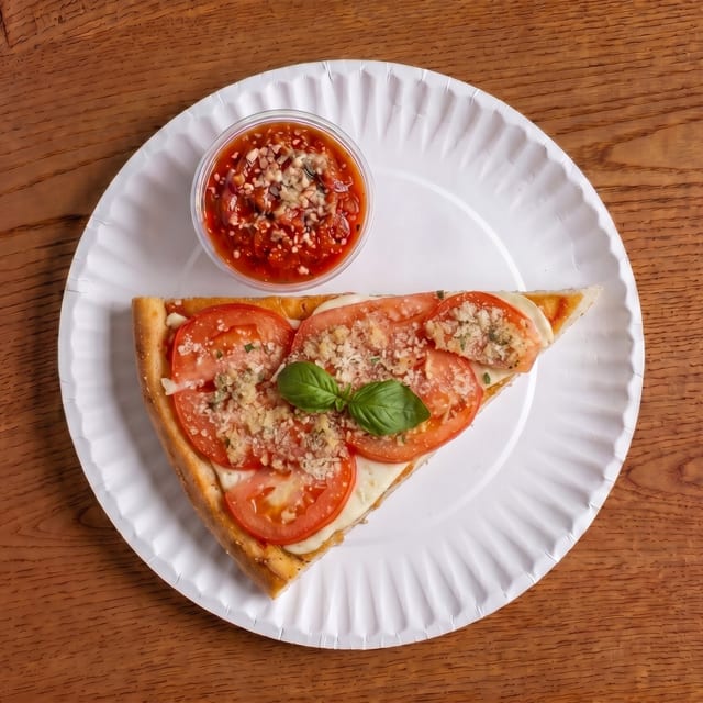 Fresh Mozzarella, Tomato, & Garlic Pan Slice.