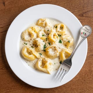 Tortellini in a rich creamy Alfredo sauce
